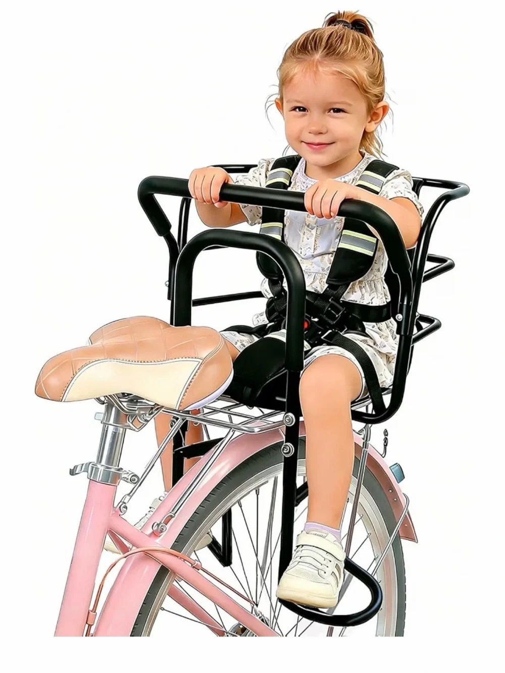 Heavy Duty Back Mount Kid👦🏻👧🏻Bike🚲Seat w Foam Seat Belt & Reflective Strip